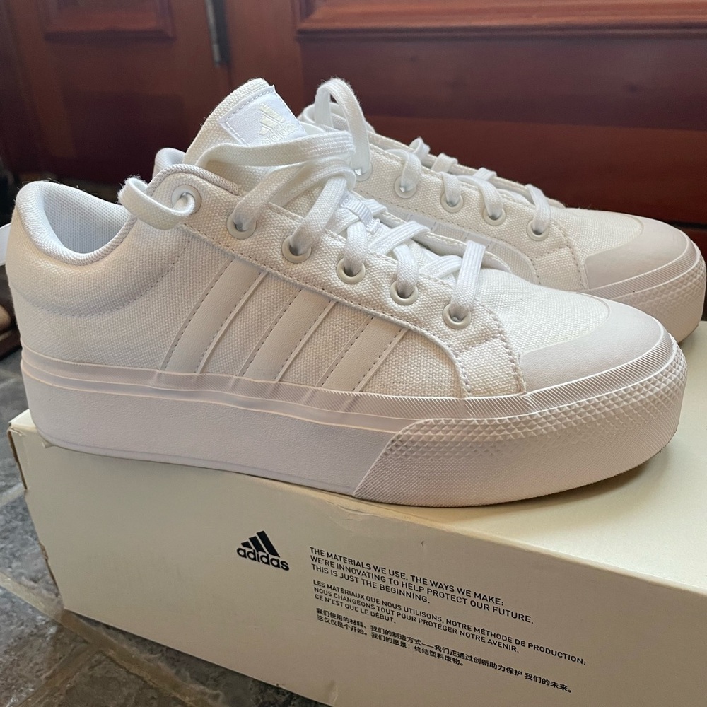 ADIDAS white platform sneakers